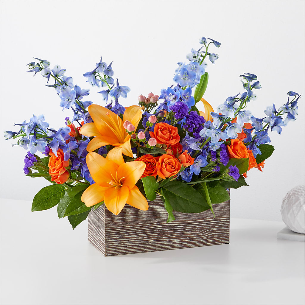 Radiant Citrus Box Bouquet – Flair Floral Designs, Lake Dallas TX