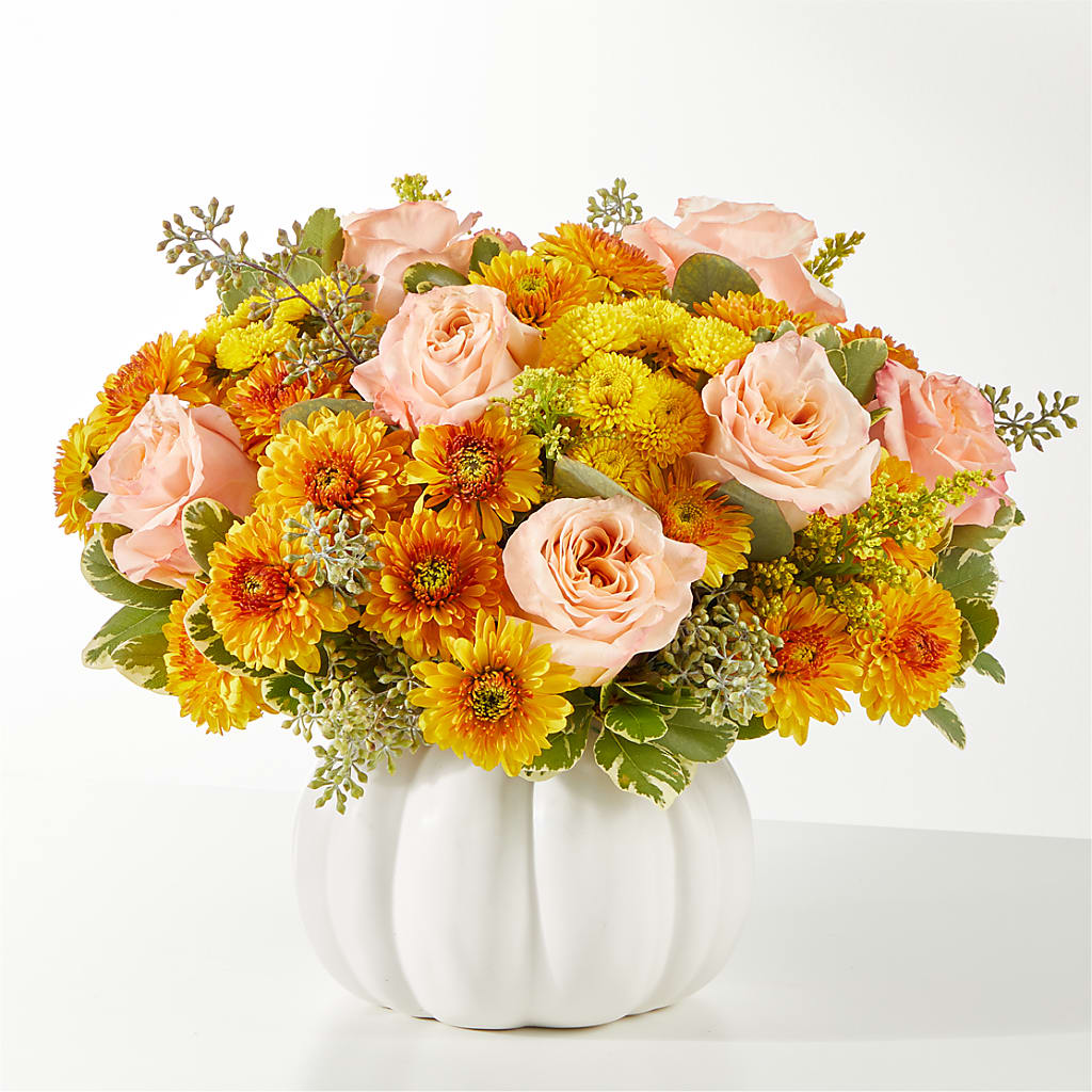 Peachy Pumpkin – Flair Floral Designs, Lake Dallas TX