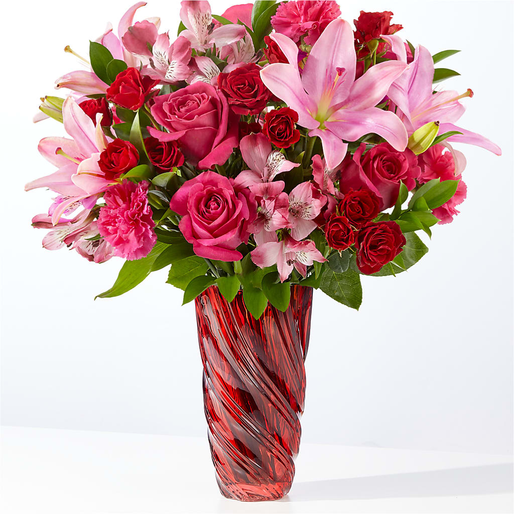 In Love Bouquet with Luxe Swirl Vase – Flair Floral Designs, Lake Dallas TX