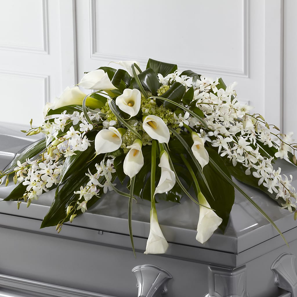 Angel Wings Casket Spray – Flair Floral Designs, Lake Dallas TX
