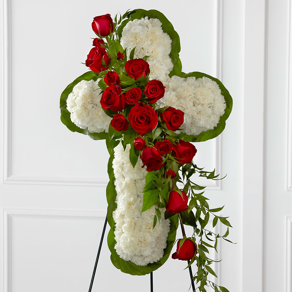 Floral Cross Easel – Flair Floral Designs, Lake Dallas TX