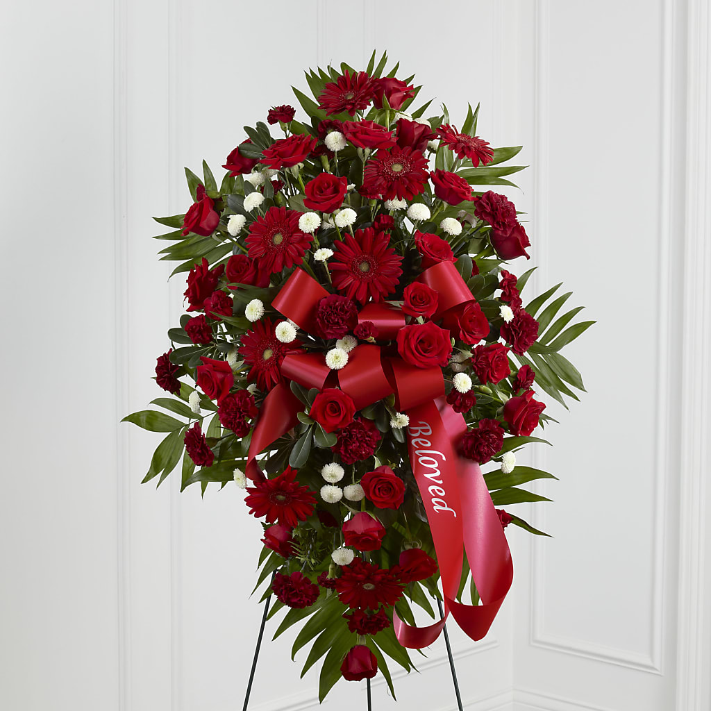 Treasured Memories Standing Spray – Flair Floral Designs, Lake Dallas TX