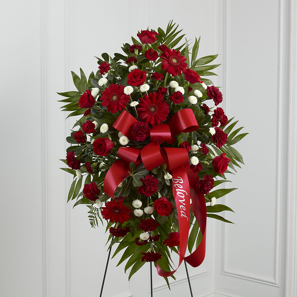 Treasured Memories Standing Spray – Flair Floral Designs, Lake Dallas TX
