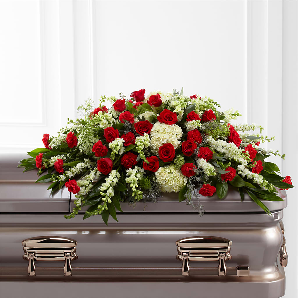 Sincerity Casket Spray – Flair Floral Designs, Lake Dallas TX