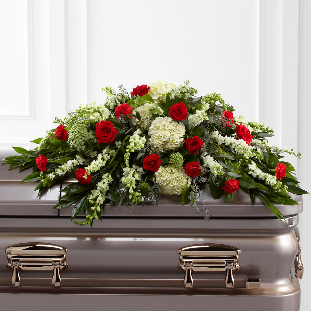 Sincerity Casket Spray – Flair Floral Designs, Lake Dallas TX