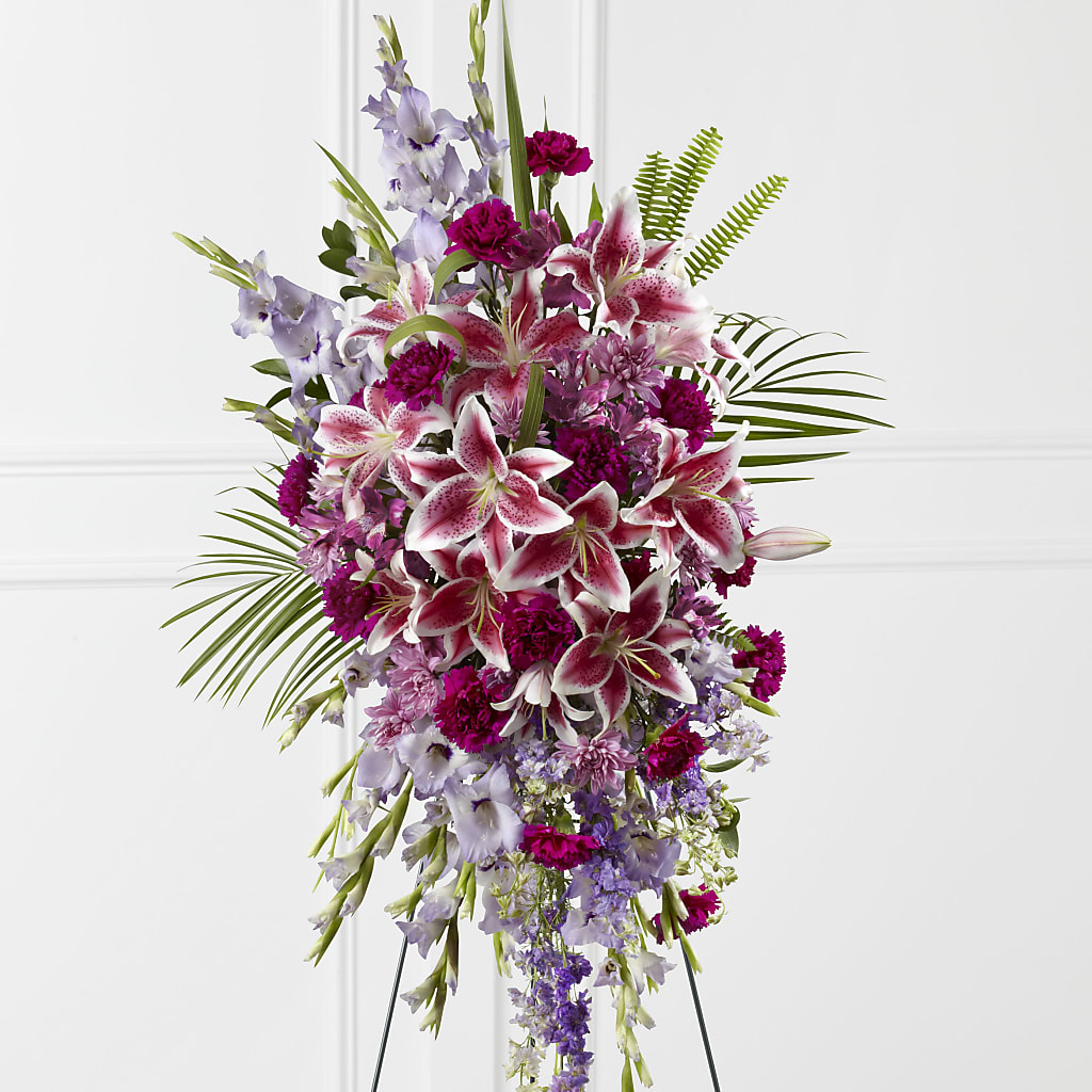 Tender Touch Standing Spray – Flair Floral Designs, Lake Dallas TX