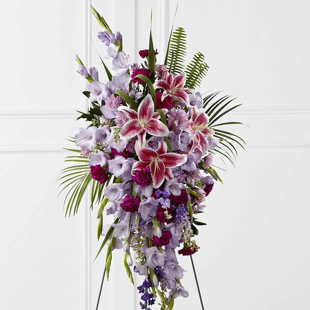 Tender Touch Standing Spray – Flair Floral Designs, Lake Dallas TX
