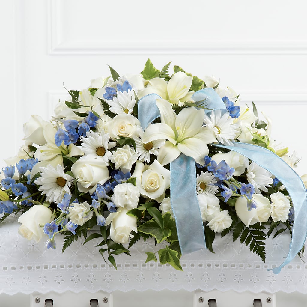 Tender Treasure Casket Spray – Flair Floral Designs, Lake Dallas TX