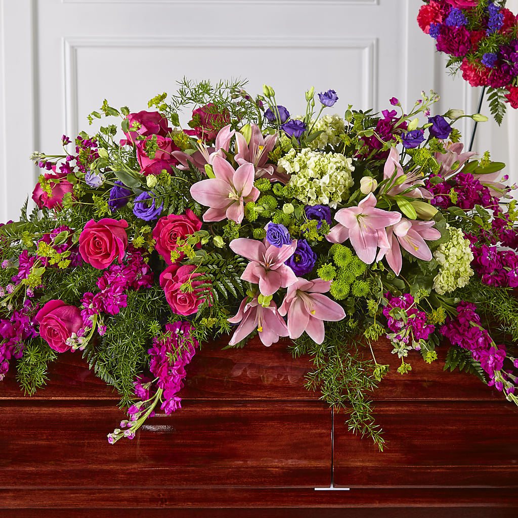 Radiant Tribute Casket Spray – Flair Floral Designs, Lake Dallas TX