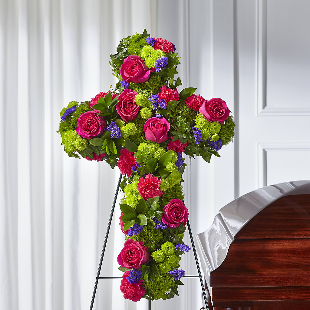 Tribute Rose Floral Cross – Flair Floral Designs, Lake Dallas TX
