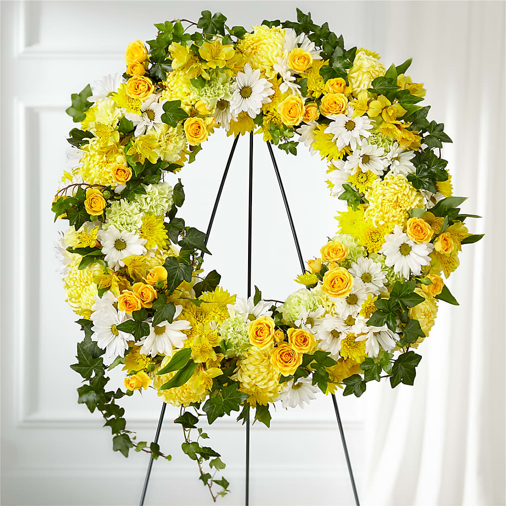 Golden Remembrance Wreath – Flair Floral Designs, Lake Dallas TX