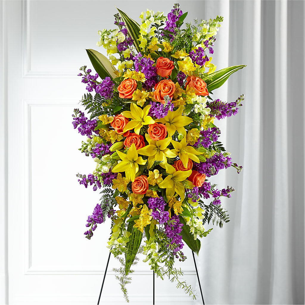 Thoughtful Prayers Standing Spray – Flair Floral Designs, Lake Dallas TX