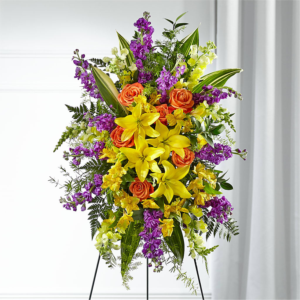 Thoughtful Prayers Standing Spray – Flair Floral Designs, Lake Dallas TX