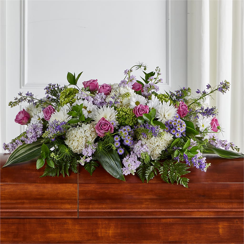 Meadows of Serenity Casket Spray – Flair Floral Designs, Lake Dallas TX