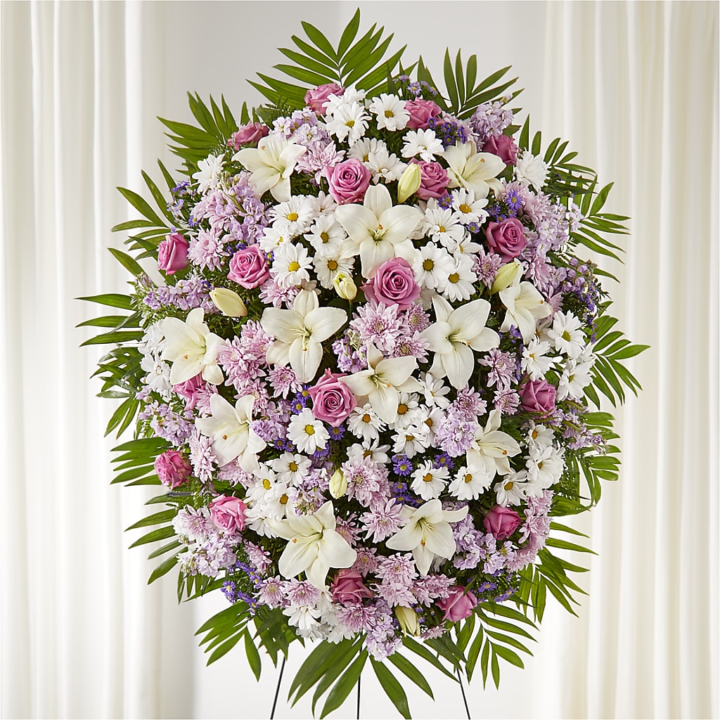 Surrounded by Love Standing Spray – Flair Floral Designs, Lake Dallas TX