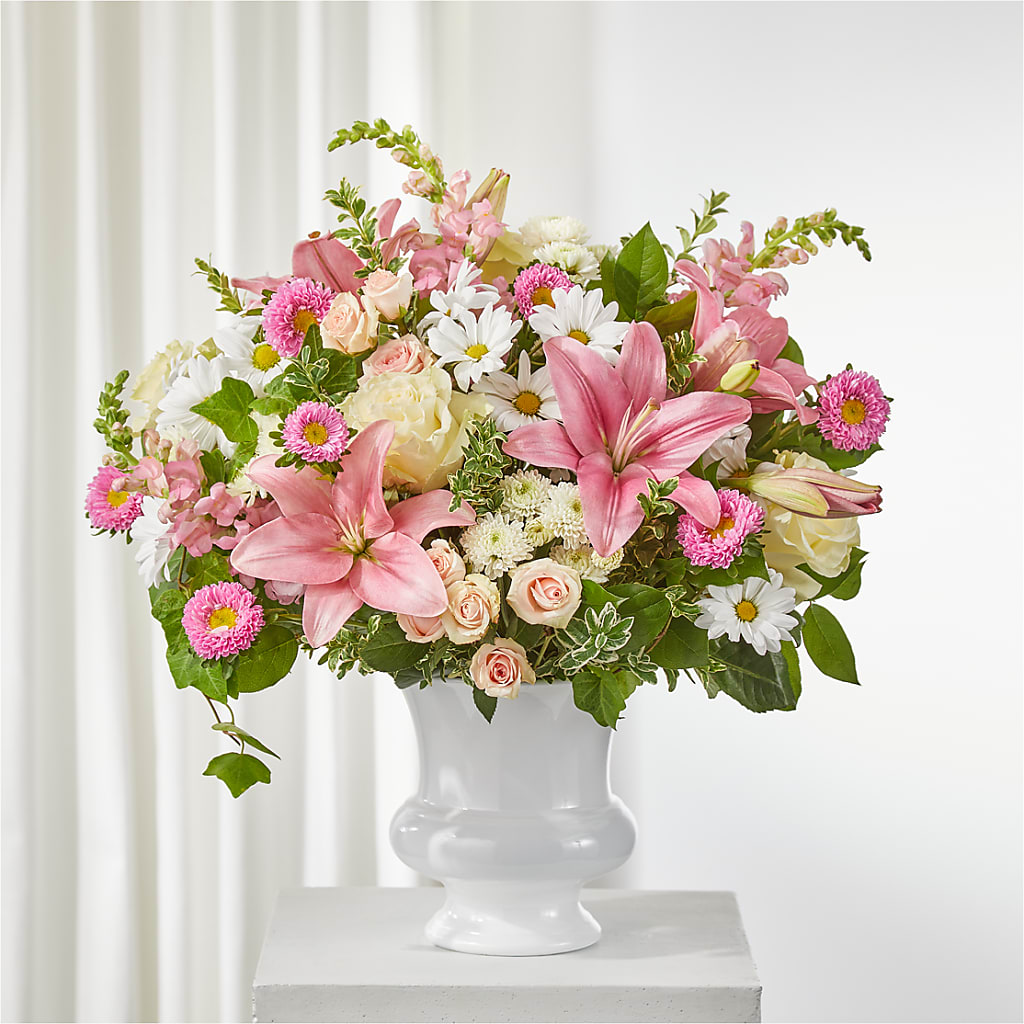Empathetic Blooms Urn Arrangement – Flair Floral Designs, Lake Dallas TX