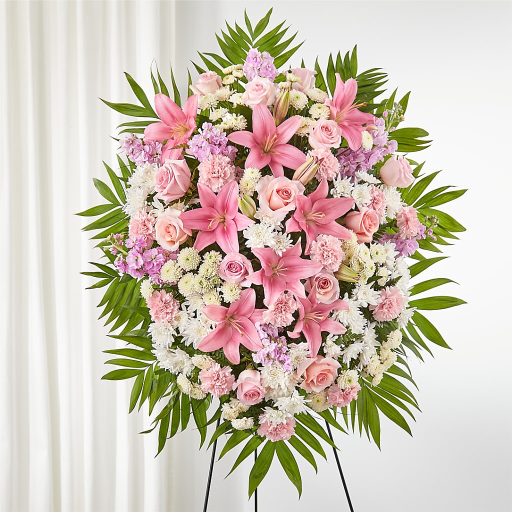 Offering Solace Standing Spray – Flair Floral Designs, Lake Dallas TX