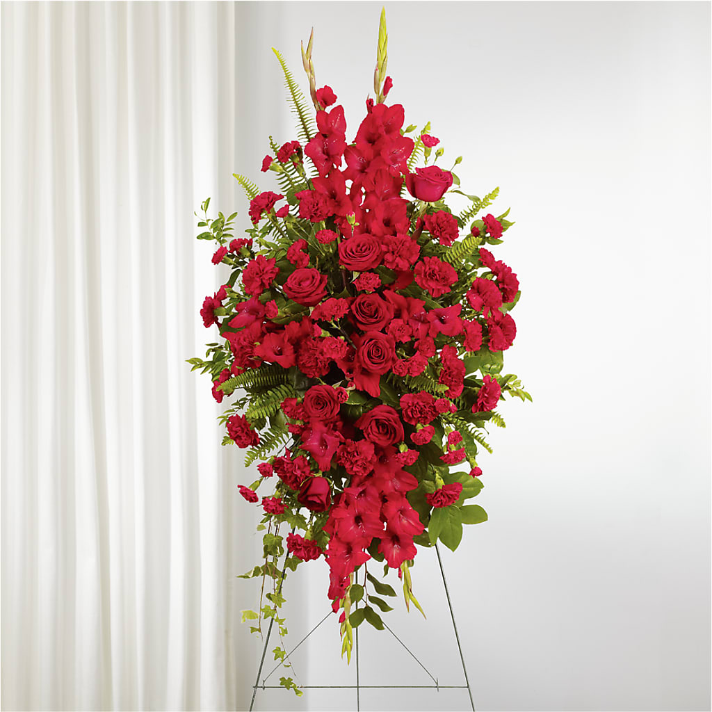 From the Heart Standing Spray – Flair Floral Designs, Lake Dallas TX