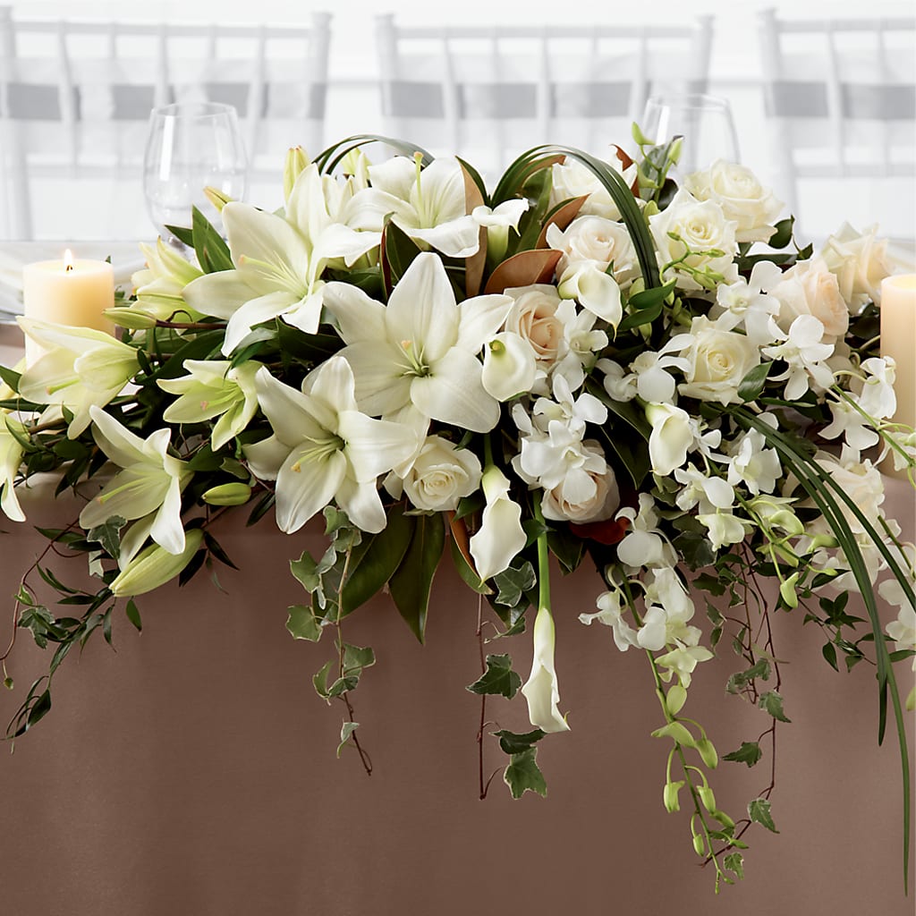 White Linen Arrangement – Flair Floral Designs, Lake Dallas TX