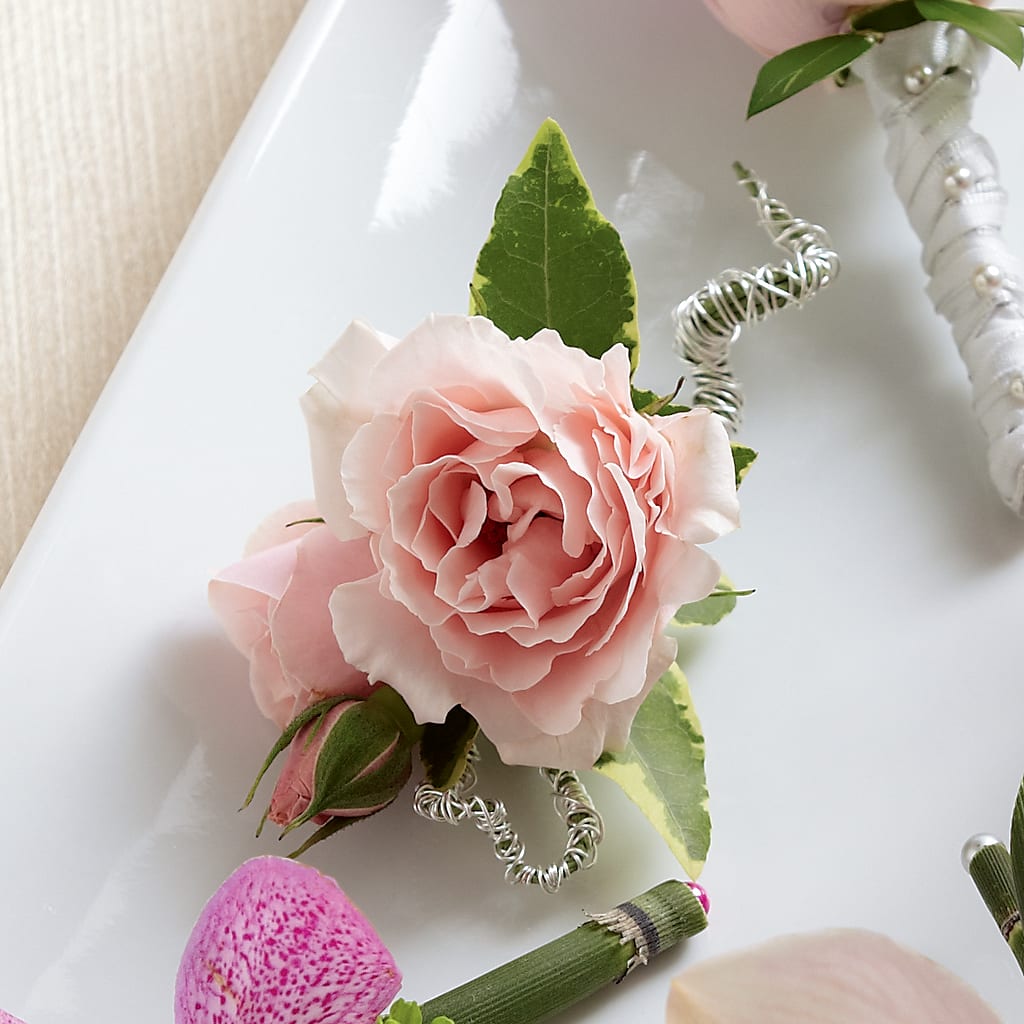 Pink Spray Rose Boutonniere – Flair Floral Designs, Lake Dallas TX
