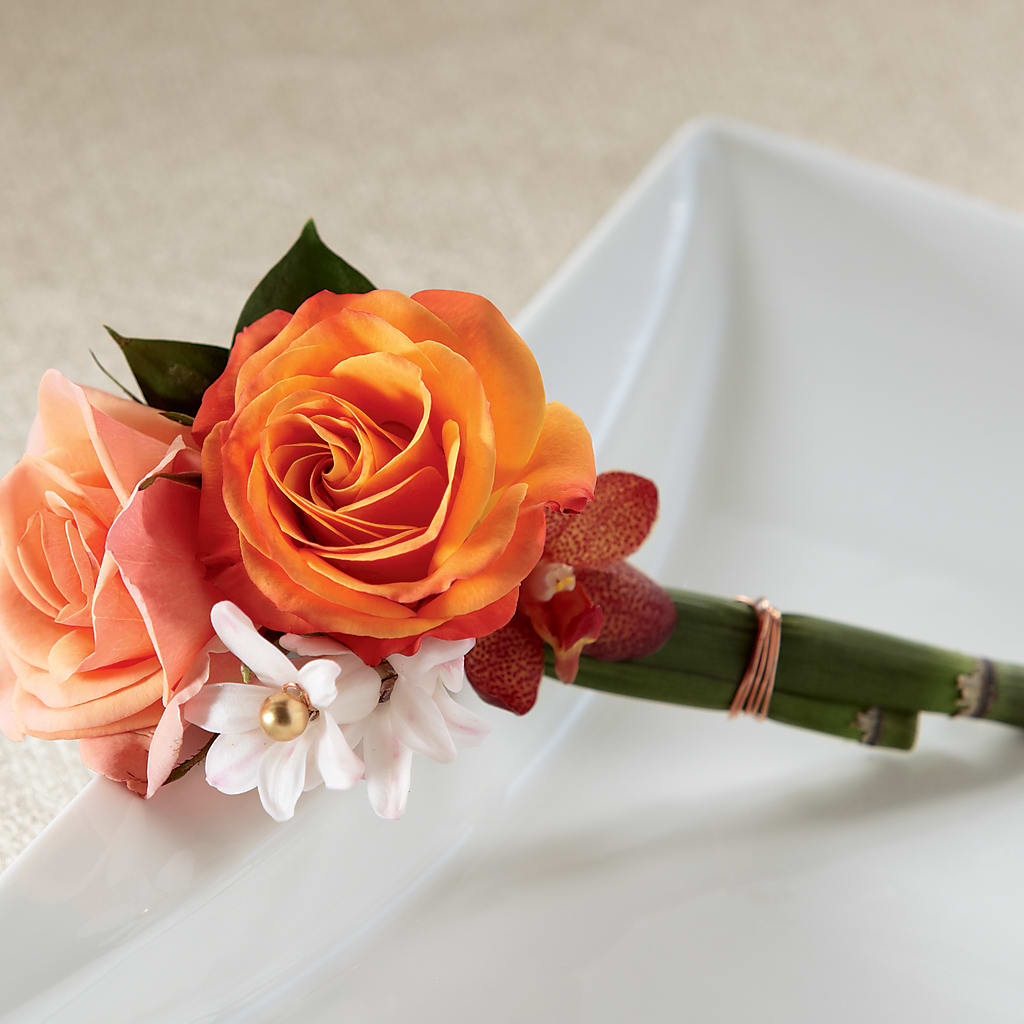 Sunset Dream Boutonniere – Flair Floral Designs, Lake Dallas TX