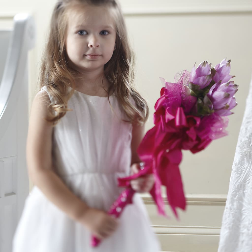 Sparkle Pink Flower Girl Bouquet – Flair Floral Designs, Lake Dallas TX
