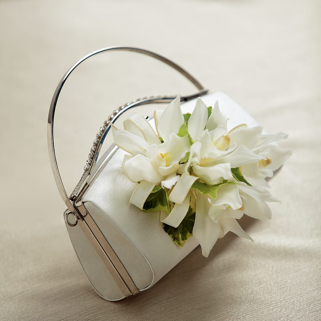 White Purse Decor – Flair Floral Designs, Lake Dallas TX