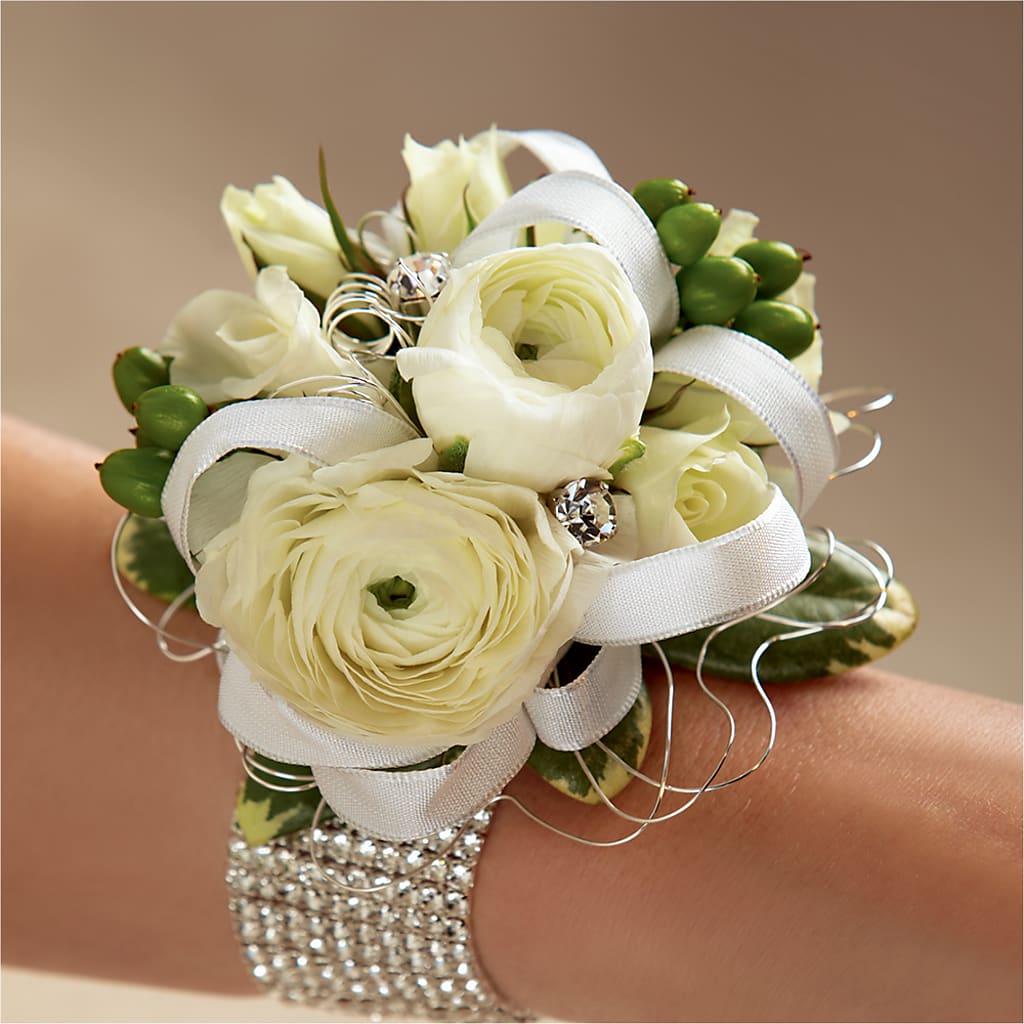 White Wedding Corsage – Flair Floral Designs, Lake Dallas TX