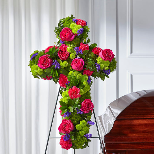 Tribute Rose Floral Cross –  Flair Floral Designs, Lake Dallas TX