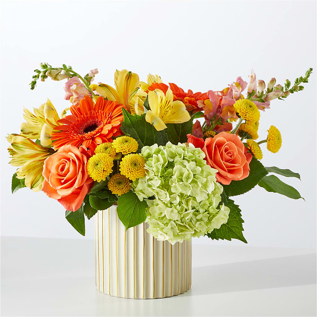 Autumn Sunshine Bouquet with Ivory Vase –  Flair Floral Designs, Lake Dallas TX