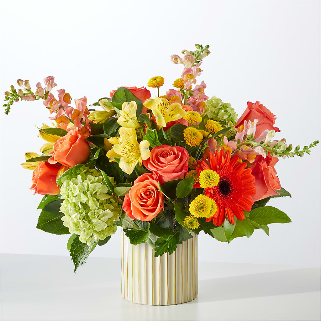 Autumn Sunshine Bouquet with Ivory Vase –  Flair Floral Designs, Lake Dallas TX