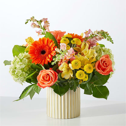 Autumn Sunshine Bouquet with Ivory Vase –  Flair Floral Designs, Lake Dallas TX