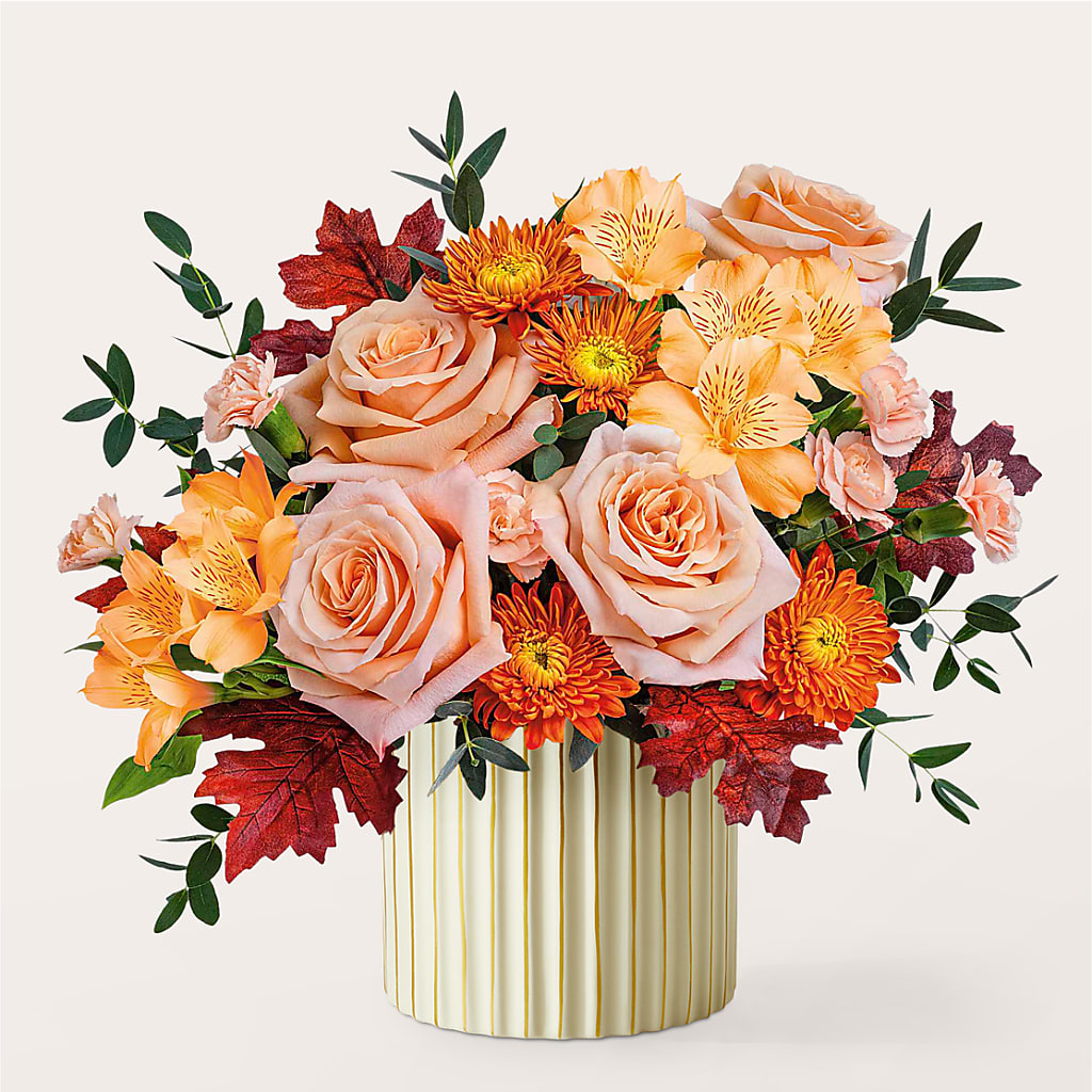 Spiced Latte Bouquet with Ivory Vase –  Flair Floral Designs, Lake Dallas TX