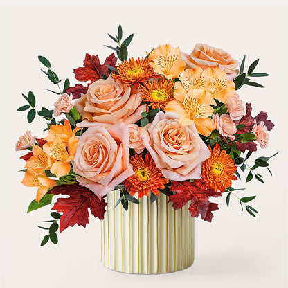 Spiced Latte Bouquet with Ivory Vase –  Flair Floral Designs, Lake Dallas TX