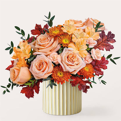 Spiced Latte Bouquet with Ivory Vase –  Flair Floral Designs, Lake Dallas TX