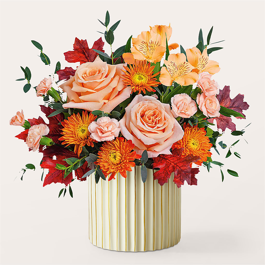 Spiced Latte Bouquet with Ivory Vase –  Flair Floral Designs, Lake Dallas TX
