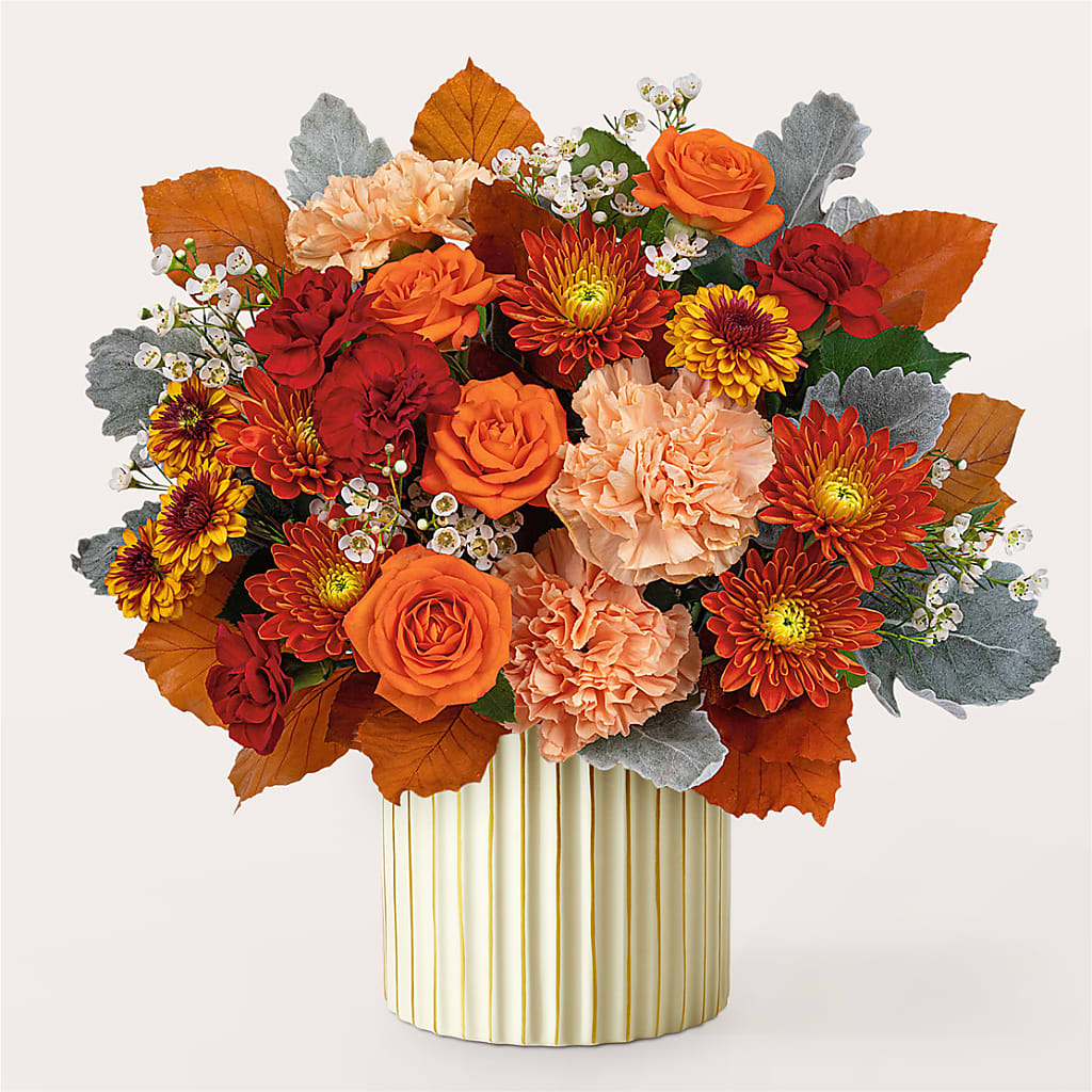 Merlot Bouquet with Ivory Vase –  Flair Floral Designs, Lake Dallas TX