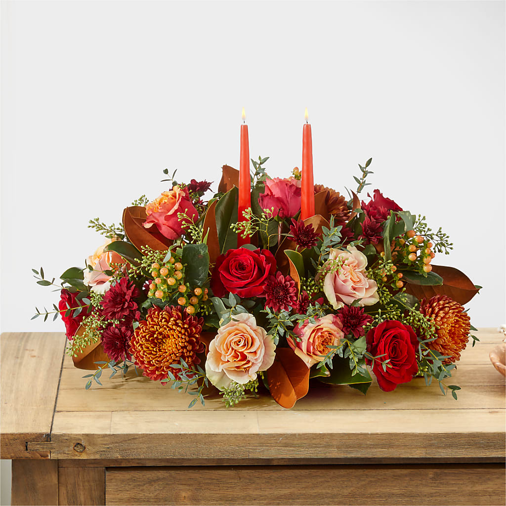 Gather Near Centerpiece –  Flair Floral Designs, Lake Dallas TX