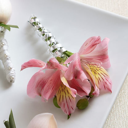 Pink Peruvian Lily Boutonniere –  Flair Floral Designs, Lake Dallas TX