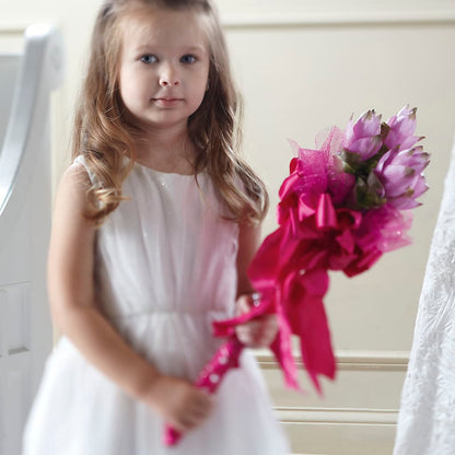 Sparkle Pink Flower Girl Bouquet –  Flair Floral Designs, Lake Dallas TX