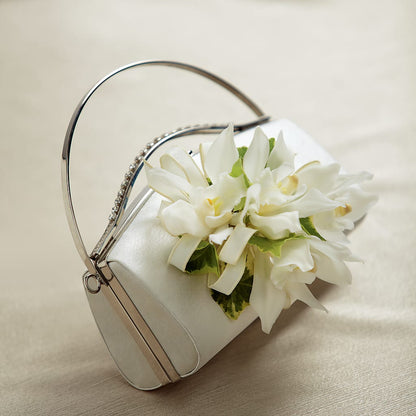 White Purse Decor –  Flair Floral Designs, Lake Dallas TX